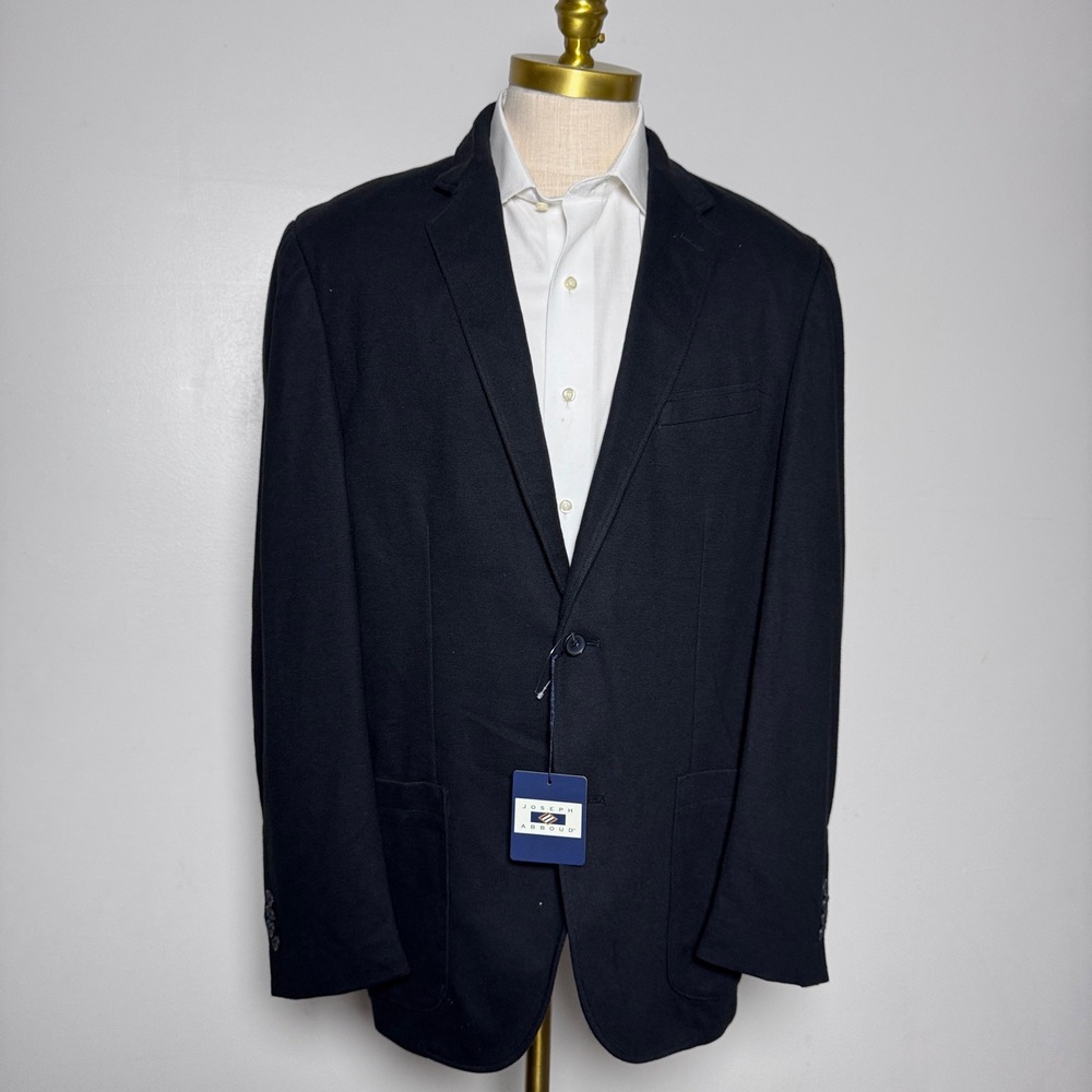 Joseph Abboud Blazer Mens XXL Black Solid Modern Fit Cotton Blend Sport Coat